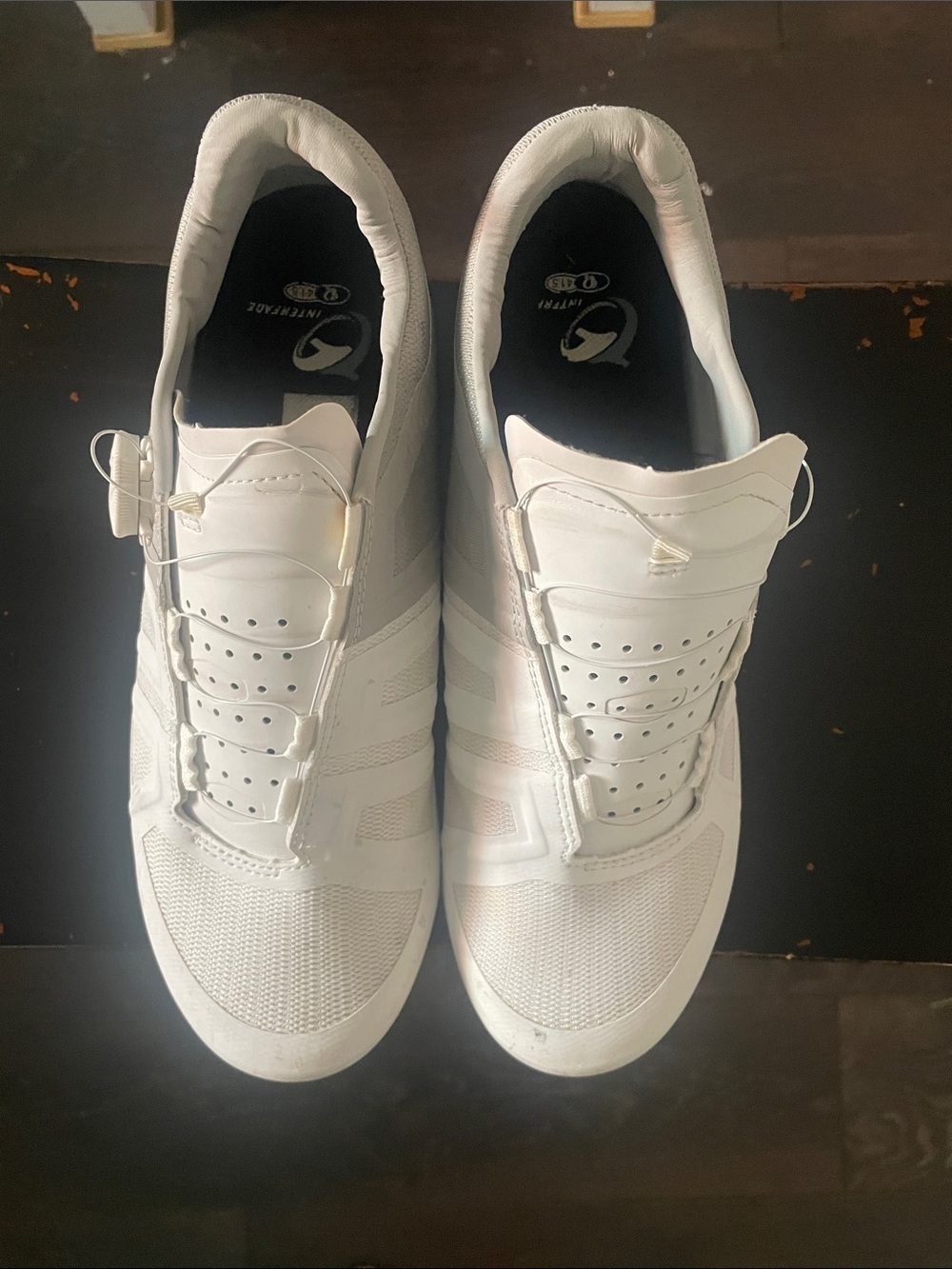 White cycling shoes
